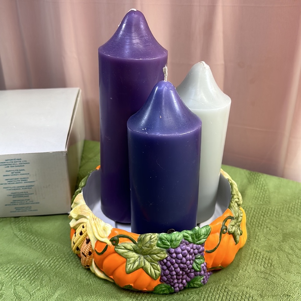 PartyLite Vintage Harvest Time 3-Wick Holder